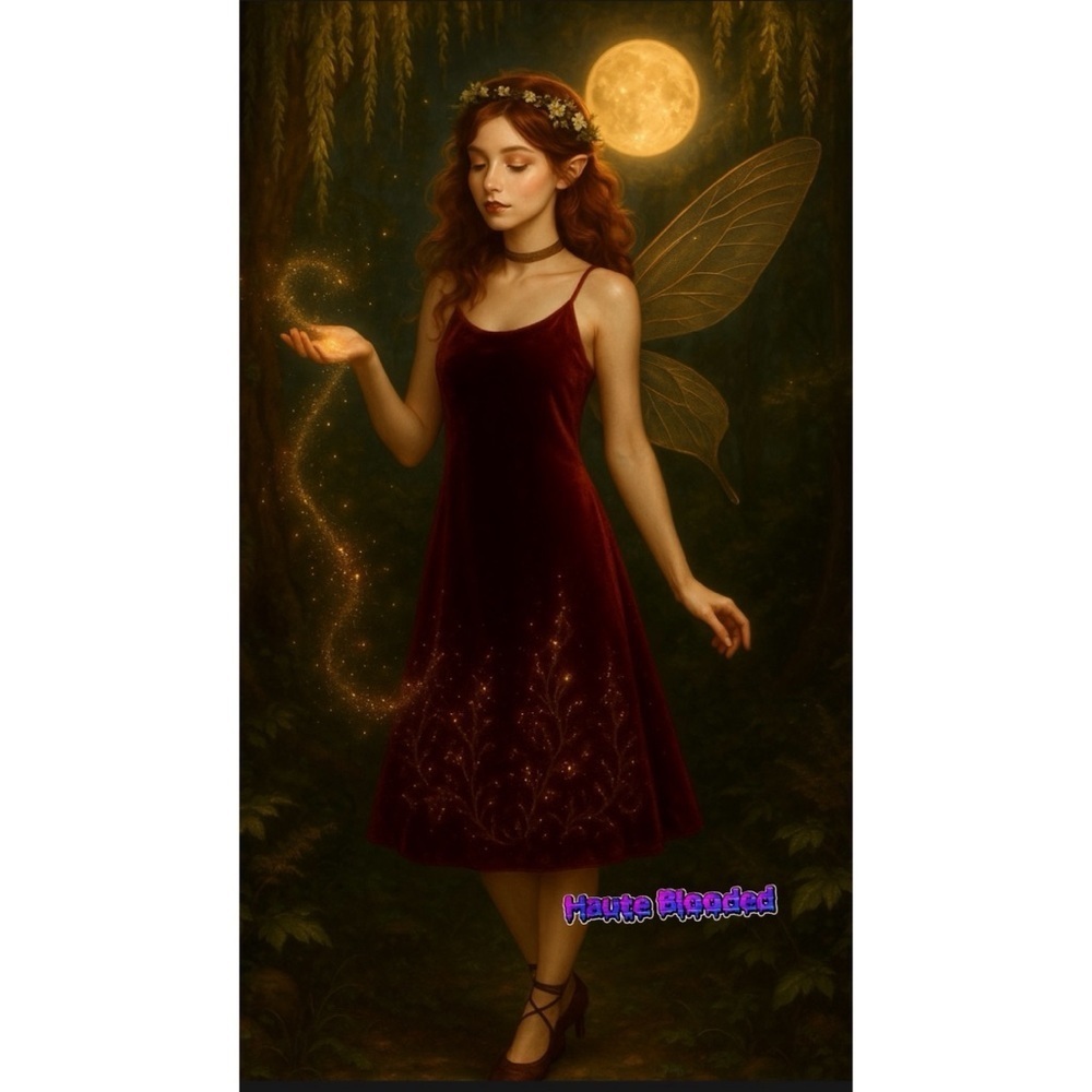 Vintage 90s Dress Crushed Velvet Fairy Grunge Whimsigoth Goth Fairycore y2k alt